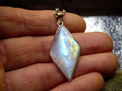 Mondstein - 925 Sterling Silber Edelstein Kette blau Schimmer Unikat Rar Heilstein Natur selten Edel Traum Mann Frau Er Sie Geschenk Freund - Art of Nature Berlin