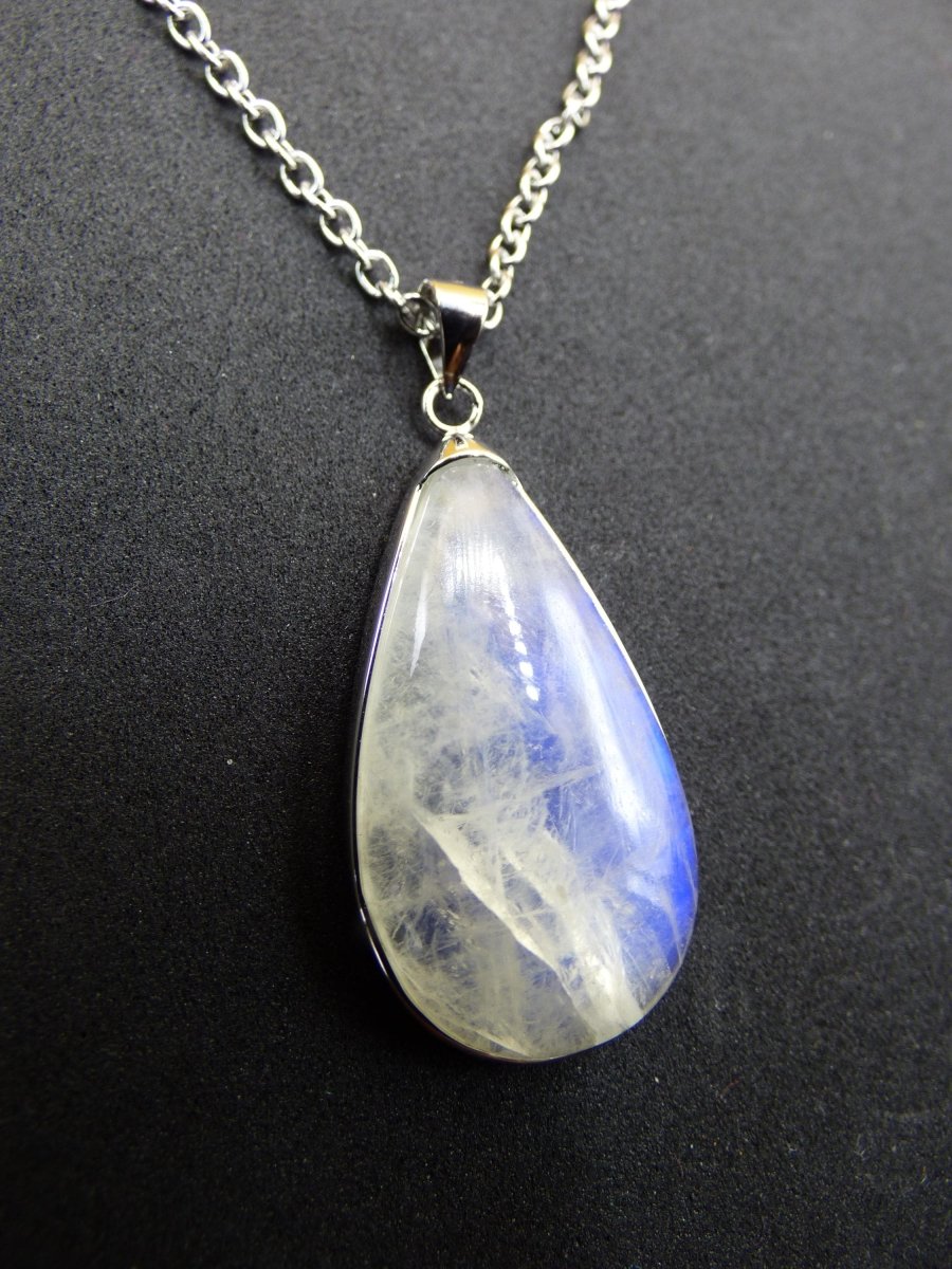 Mondstein - 925 Sterling Silber Edelstein Kette blau Schimmer Unikat Rar Heilstein Natur selten Edel Traum Mann Frau Er Sie Geschenk Freund - Art of Nature Berlin