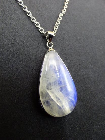 Mondstein - 925 Sterling Silber Edelstein Kette blau Schimmer Unikat Rar Heilstein Natur selten Edel Traum Mann Frau Er Sie Geschenk Freund - Art of Nature Berlin