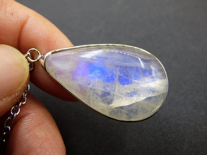 Mondstein - 925 Sterling Silber Edelstein Kette blau Schimmer Unikat Rar Heilstein Natur selten Edel Traum Mann Frau Er Sie Geschenk Freund - Art of Nature Berlin