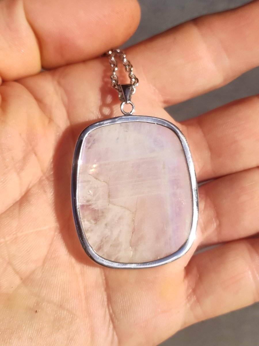 Mondstein - 925 Sterling Silber Edelstein Kette blau Schimmer Unikat Rar Heilstein Natur selten Edel Traum Mann Frau Er Sie Geschenk Freund - Art of Nature Berlin