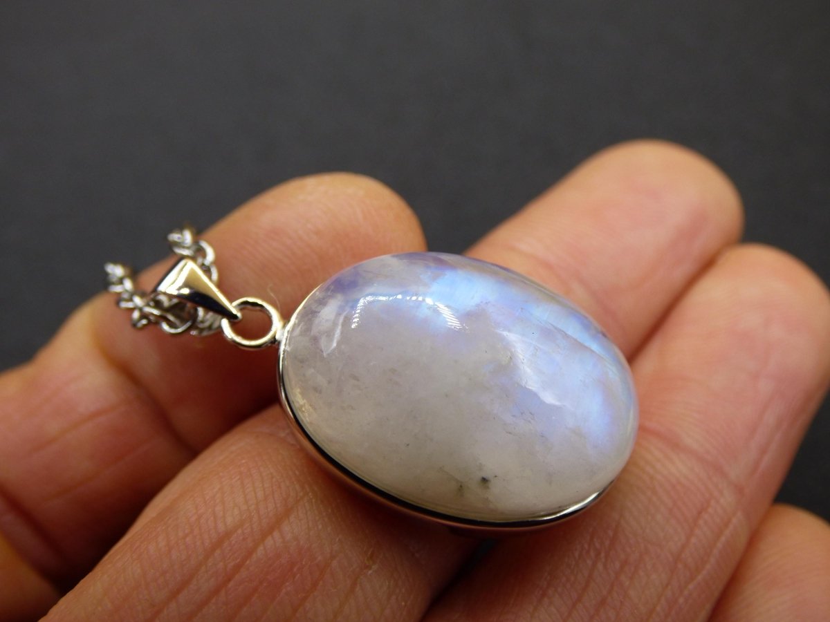 Mondstein - 925 Sterling Silber Edelstein Kette blau Schimmer Unikat Rar Heilstein Natur selten Edel Traum Mann Frau Er Sie Geschenk Freund - Art of Nature Berlin