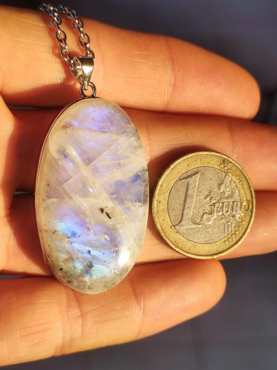 Mondstein - 925 Sterling Silber Edelstein Kette blau Schimmer Unikat Rar Heilstein Natur selten Edel Traum Mann Frau Er Sie Geschenk Freund - Art of Nature Berlin