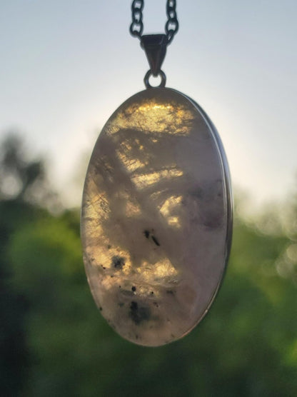 Mondstein - 925 Sterling Silber Edelstein Kette blau Schimmer Unikat Rar Heilstein Natur selten Edel Traum Mann Frau Er Sie Geschenk Freund - Art of Nature Berlin