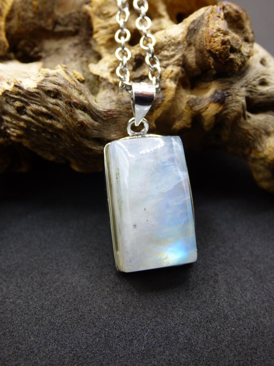 Mondstein - 925 Sterling Silber Edelstein Kette blau Schimmer Unikat Rar Heilstein Natur selten Edel Traum Mann Frau Er Sie Geschenk Freund - Art of Nature Berlin