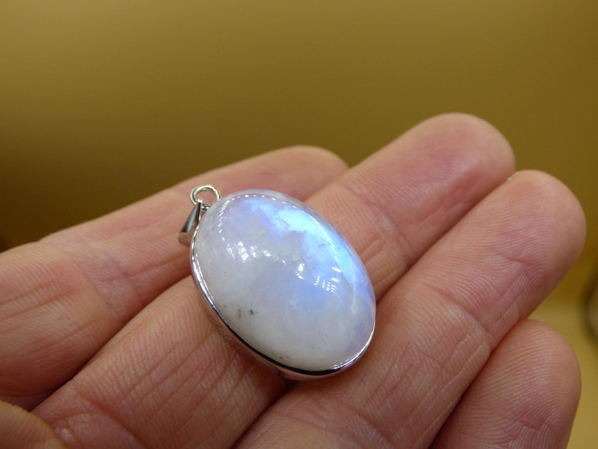 Mondstein - 925 Sterling Silber Edelstein Kette blau Schimmer Unikat Rar Heilstein Natur selten Edel Traum Mann Frau Er Sie Geschenk Freund - Art of Nature Berlin