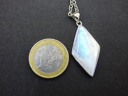 Mondstein - 925 Sterling Silber Edelstein Kette blau Schimmer Unikat Rar Heilstein Natur selten Edel Traum Mann Frau Er Sie Geschenk Freund - Art of Nature Berlin