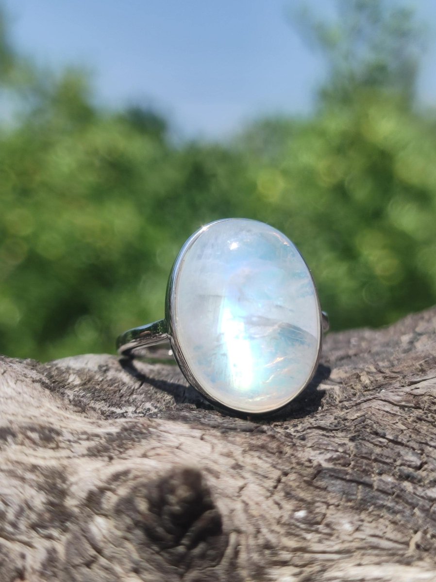 Mondstein Moonstone 925 Sterling Silber Edelstein Heilstein Natur Cabochon Frau Geschenk Sie Mutter Weihnachten Kristall Selten Schimmer - Art of Nature Berlin