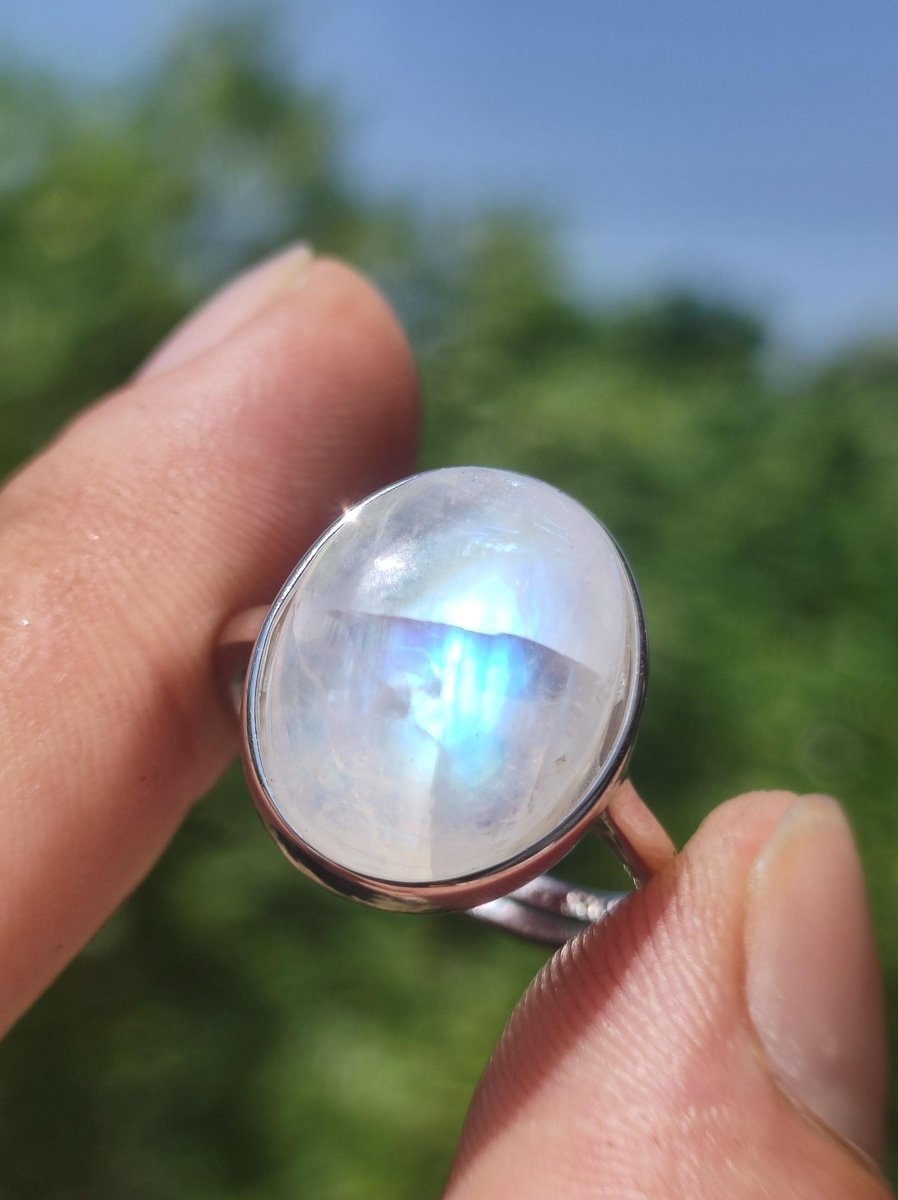 Mondstein Moonstone 925 Sterling Silber Edelstein Heilstein Natur Cabochon Frau Geschenk Sie Mutter Weihnachten Kristall Selten Schimmer - Art of Nature Berlin