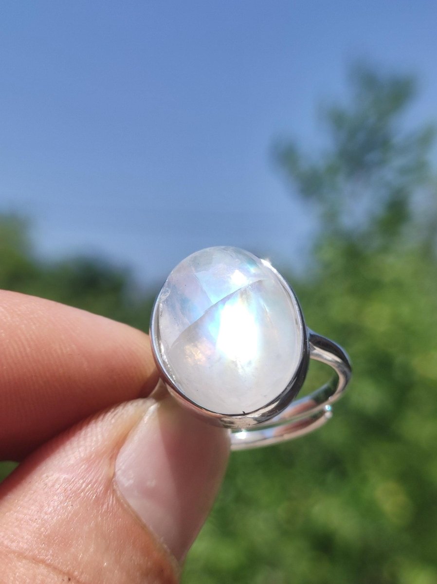 Mondstein Moonstone 925 Sterling Silber Edelstein Heilstein Natur Cabochon Frau Geschenk Sie Mutter Weihnachten Kristall Selten Schimmer - Art of Nature Berlin