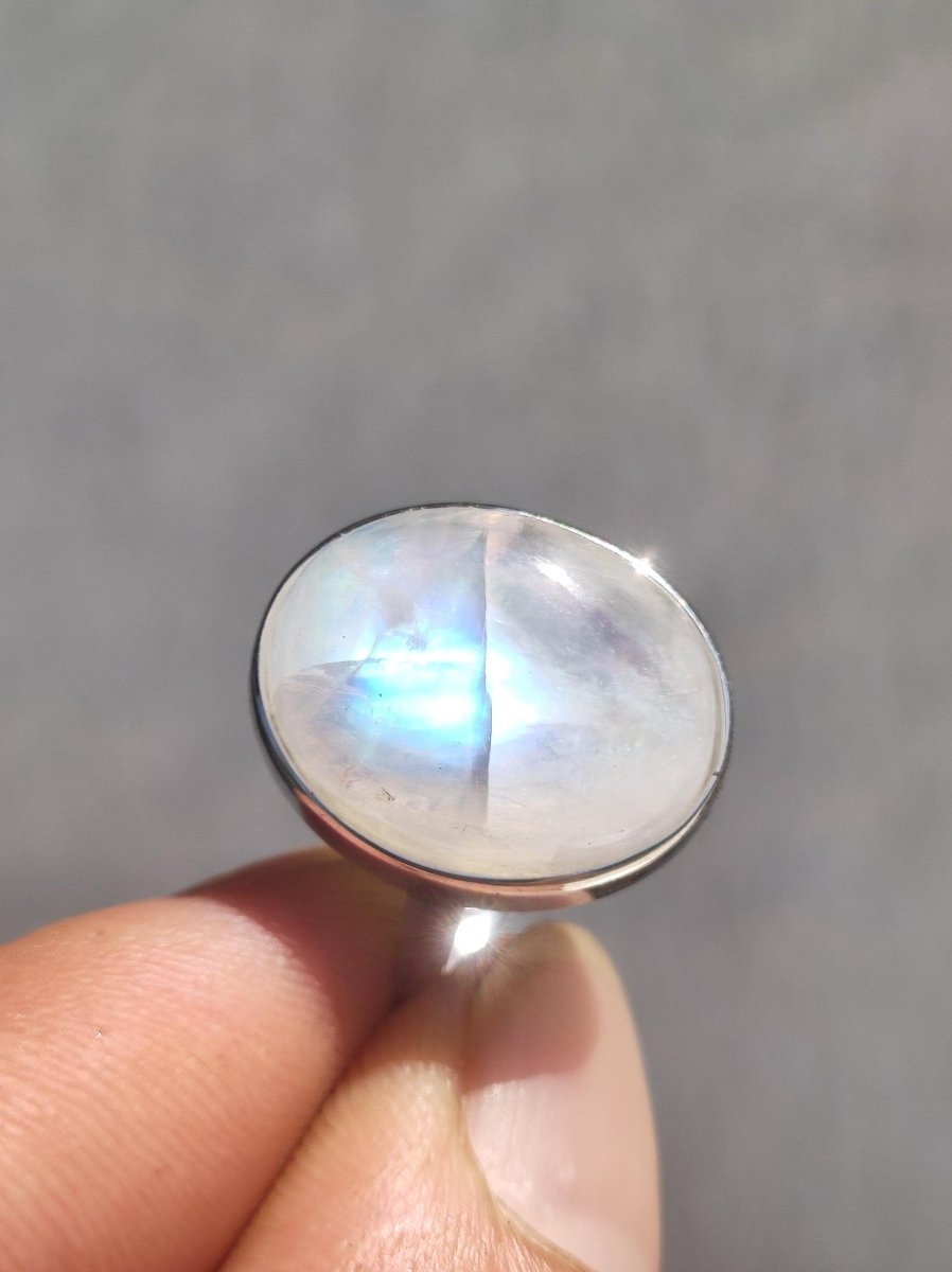 Mondstein Moonstone 925 Sterling Silber Edelstein Heilstein Natur Cabochon Frau Geschenk Sie Mutter Weihnachten Kristall Selten Schimmer - Art of Nature Berlin