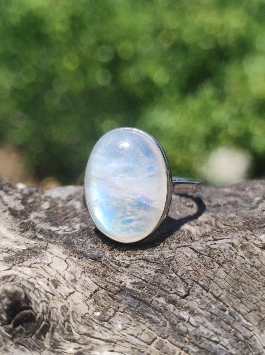 Mondstein Moonstone 925 Sterling Silber Edelstein Heilstein Natur Cabochon Frau Geschenk Sie Mutter Weihnachten Kristall Selten Schimmer - Art of Nature Berlin