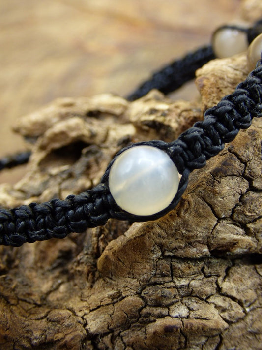 Mondstein / Moonstone ~ Edelstein Makramee Armband ~ GOA ~ Hippie ~Boho ~Ethno ~Indie ~Nature ~Heilstein - Art of Nature Berlin