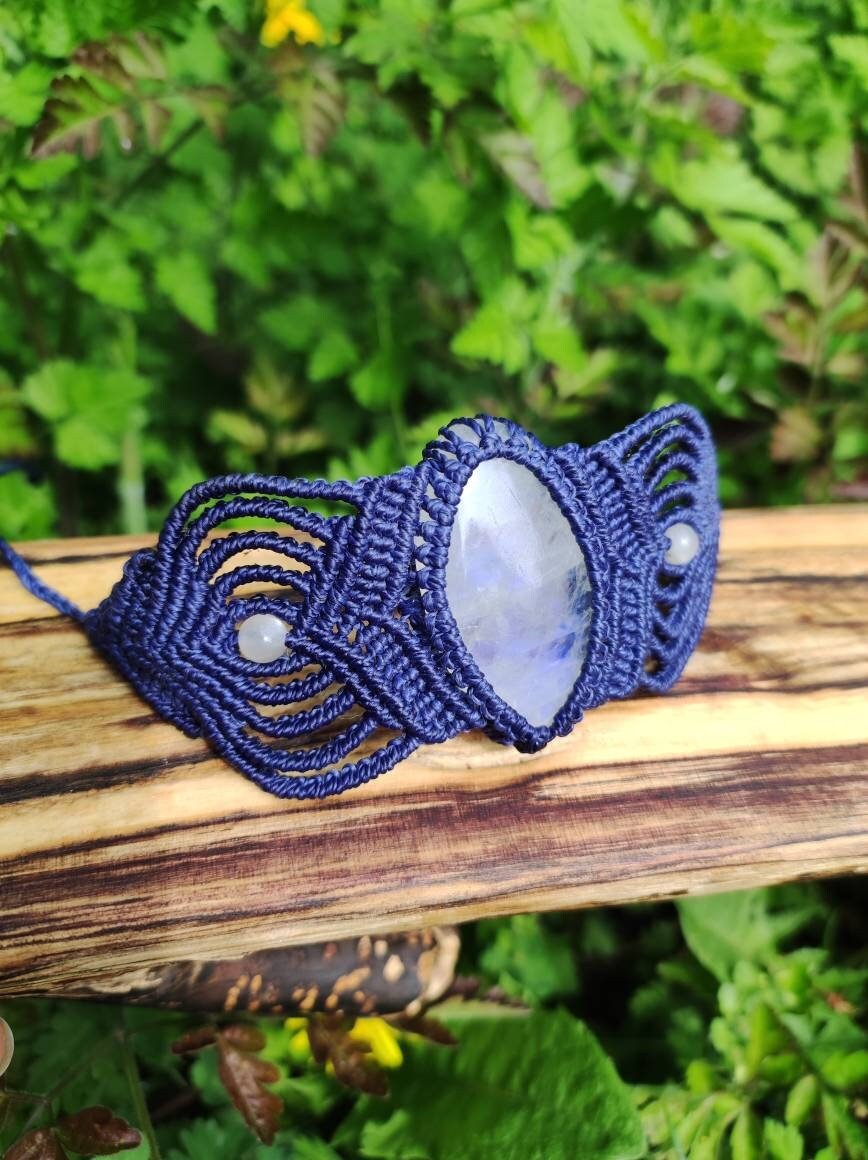 Mondstein / Moonstone ~ Edelstein Makramee Armband ~ GOA ~ Hippie ~Boho ~Ethno ~Indie ~Nature ~Heilstein - Art of Nature Berlin