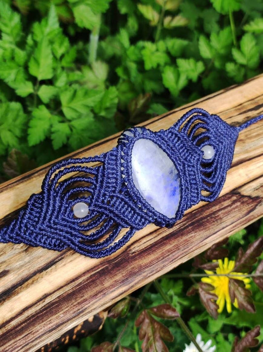 Mondstein / Moonstone ~ Edelstein Makramee Armband ~ GOA ~ Hippie ~Boho ~Ethno ~Indie ~Nature ~Heilstein - Art of Nature Berlin