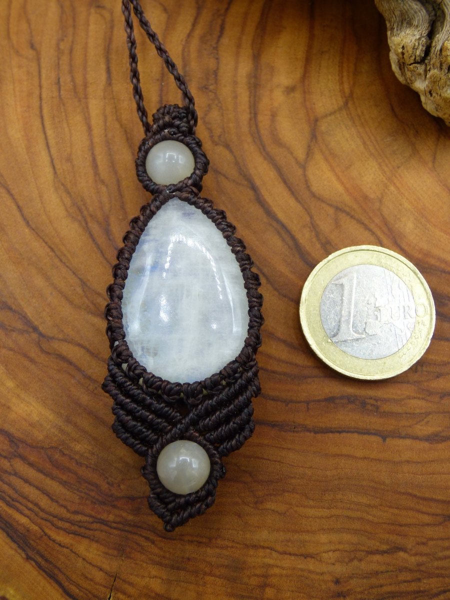 Mondstein / Moonstone ~ Makramee Edelstein Kette ~HIPPIE ~GOA ~Boho ~Ethno ~Nature ~Heilstein ~Opalisierend ~Flash - Art of Nature Berlin