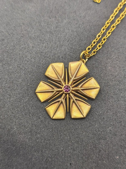 Montana Saphir rot pink gold Schneeflocken Kette Vintage mit Edelstein Silber Eiskristall Anhänger Geometrie Schmuck Heilstein Rarität Frau - Art of Nature Berlin