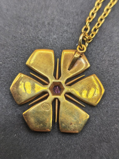 Montana Saphir rot pink gold Schneeflocken Kette Vintage mit Edelstein Silber Eiskristall Anhänger Geometrie Schmuck Heilstein Rarität Frau - Art of Nature Berlin