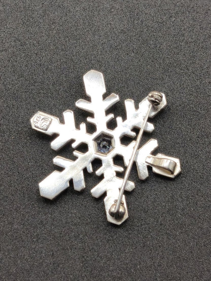 Montana Saphir Vintage Schneeflocken Brosche 925 Silber mit Montana Saphir blau Eiskristall Schmuck Brosche & Anhänger Geometrie Rarität - Art of Nature Berlin