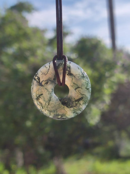 Moosachat 30mm - Edelstein Kette Heilstein Energie Natur Grün transparent Schmuck Anhänger Geschenk Freund Frau Mann Er Sie Mutter Vater - Art of Nature Berlin