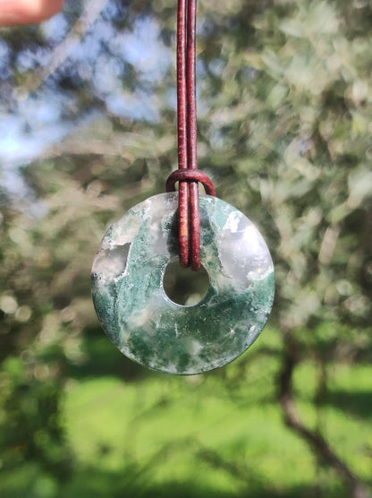 Moosachat 30mm - Edelstein Kette Heilstein Energie Natur Grün transparent Schmuck Anhänger Geschenk Freund Frau Mann Er Sie Mutter Vater - Art of Nature Berlin
