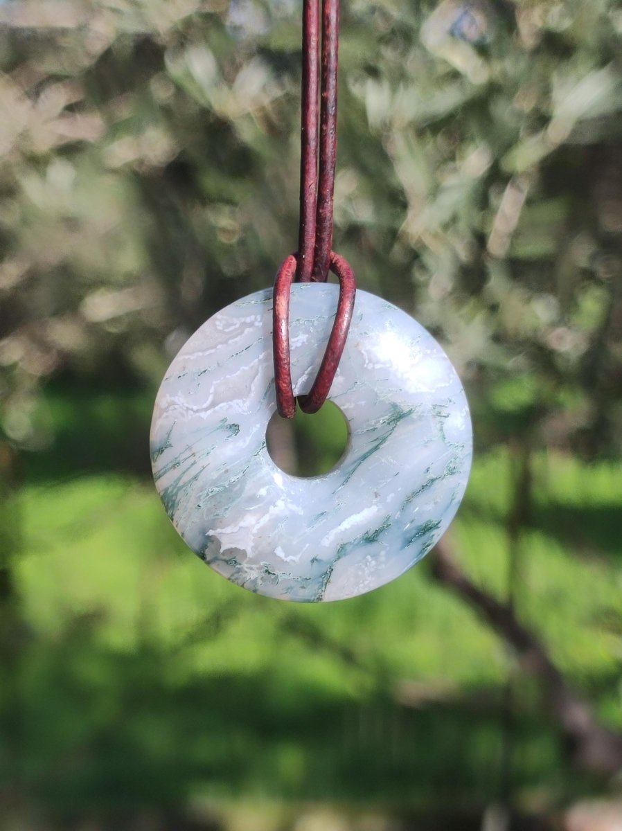 Moosachat 30mm - Edelstein Kette Heilstein Energie Natur Grün transparent Schmuck Anhänger Geschenk Freund Frau Mann Er Sie Mutter Vater - Art of Nature Berlin