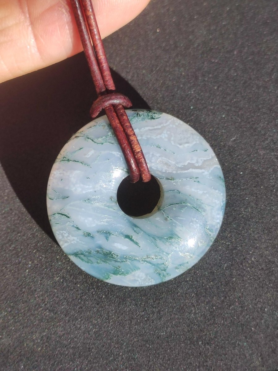 Moosachat 30mm - Edelstein Kette Heilstein Energie Natur Grün transparent Schmuck Anhänger Geschenk Freund Frau Mann Er Sie Mutter Vater - Art of Nature Berlin