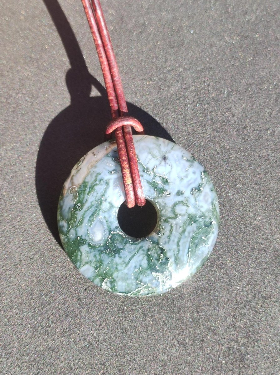 Moosachat 30mm - Edelstein Kette Heilstein Energie Natur Grün transparent Schmuck Anhänger Geschenk Freund Frau Mann Er Sie Mutter Vater - Art of Nature Berlin