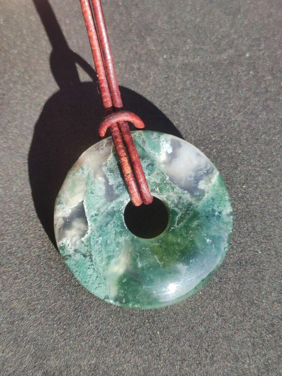 Moosachat 30mm - Edelstein Kette Heilstein Energie Natur Grün transparent Schmuck Anhänger Geschenk Freund Frau Mann Er Sie Mutter Vater - Art of Nature Berlin