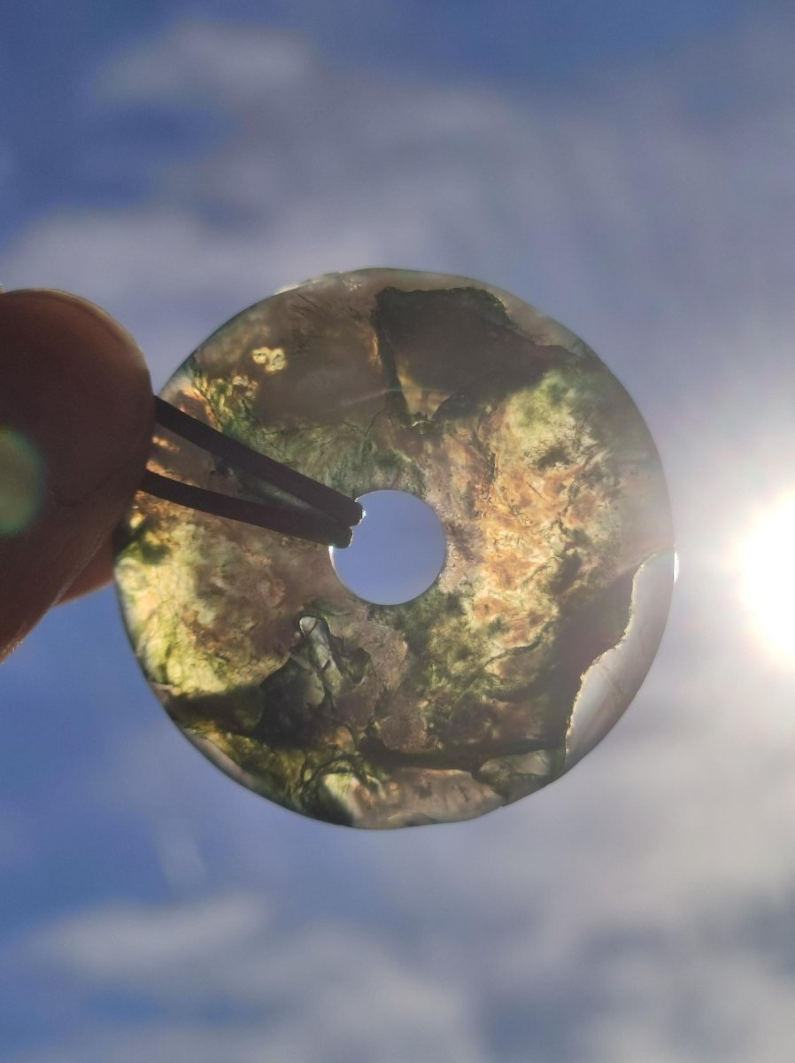 Moosachat 40mm - Edelstein Kette Heilstein Energie Natur Grün transparent Schmuck Anhänger Geschenk Freund Frau Mann Er Sie Mutter Vater - Art of Nature Berlin