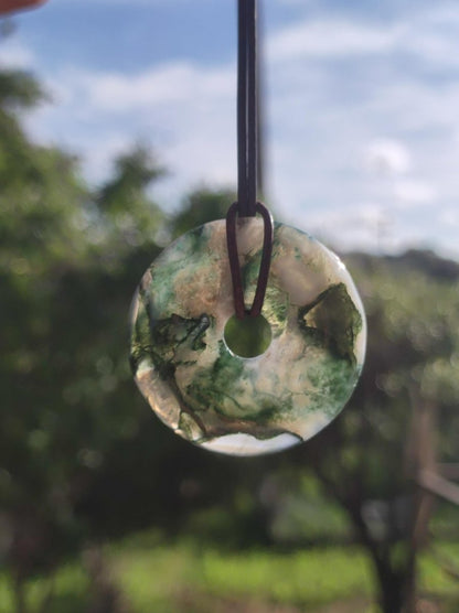 Moosachat 40mm - Edelstein Kette Heilstein Energie Natur Grün transparent Schmuck Anhänger Geschenk Freund Frau Mann Er Sie Mutter Vater - Art of Nature Berlin