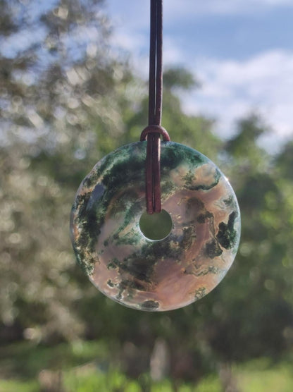 Moosachat 40mm - Edelstein Kette Heilstein Energie Natur Grün transparent Schmuck Anhänger Geschenk Freund Frau Mann Er Sie Mutter Vater - Art of Nature Berlin