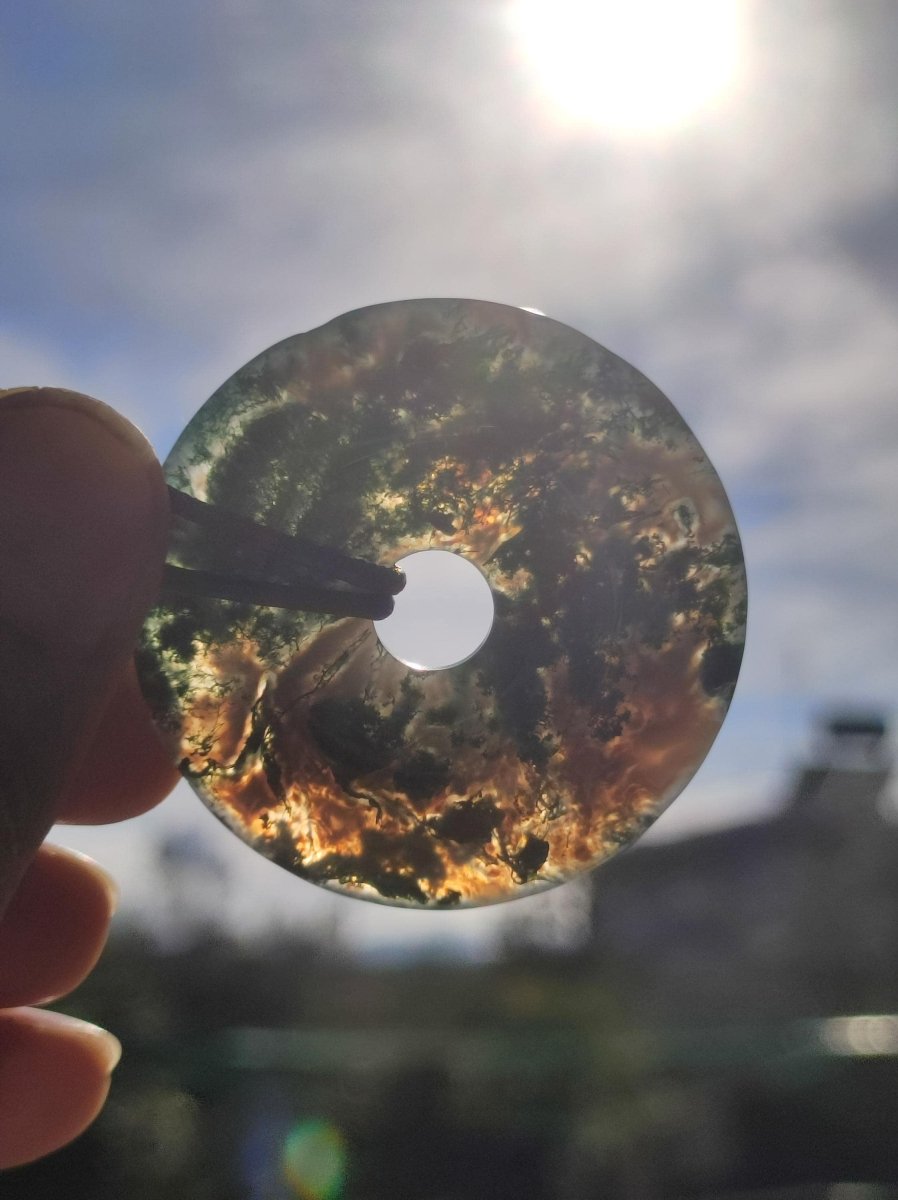 Moosachat 40mm - Edelstein Kette Heilstein Energie Natur Grün transparent Schmuck Anhänger Geschenk Freund Frau Mann Er Sie Mutter Vater - Art of Nature Berlin