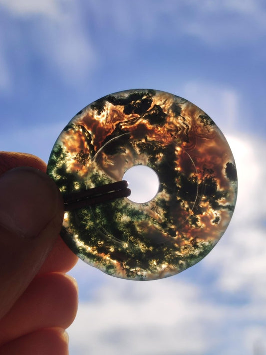 Moosachat 40mm - Edelstein Kette Heilstein Energie Natur Grün transparent Schmuck Anhänger Geschenk Freund Frau Mann Er Sie Mutter Vater - Art of Nature Berlin