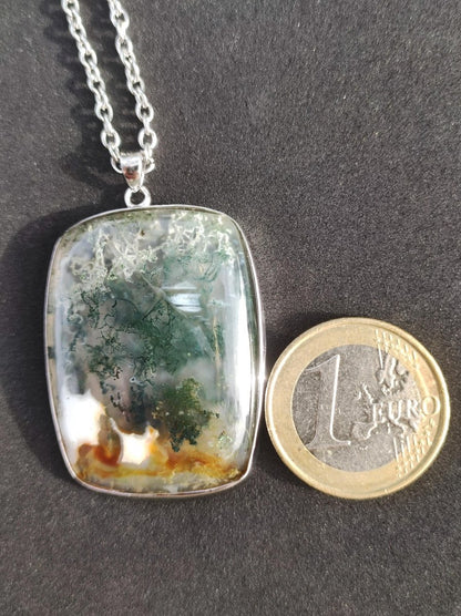 Moosachat - 925 Sterling Silber Edelstein Kette grün klar Unikat Rarität Heilstein Natur selten Ethno Mann Frau Er Sie Geschenk Freund - Art of Nature Berlin