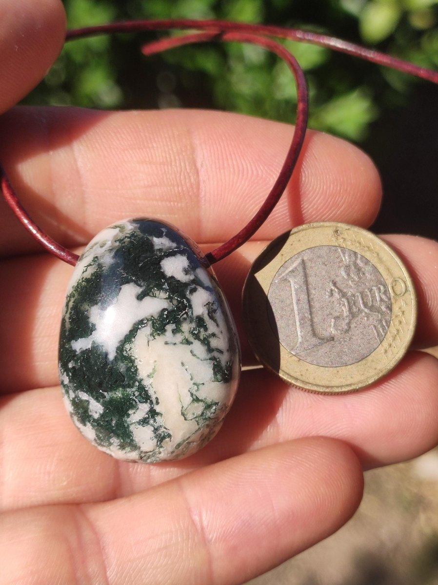 Moosachat - Edelstein Kette grün rund Heilstein Energie Natur Grün klar Schmuck Anhänger Natur Echt Geschenk Freund Frau Mann Er Sie Mutter - Art of Nature Berlin