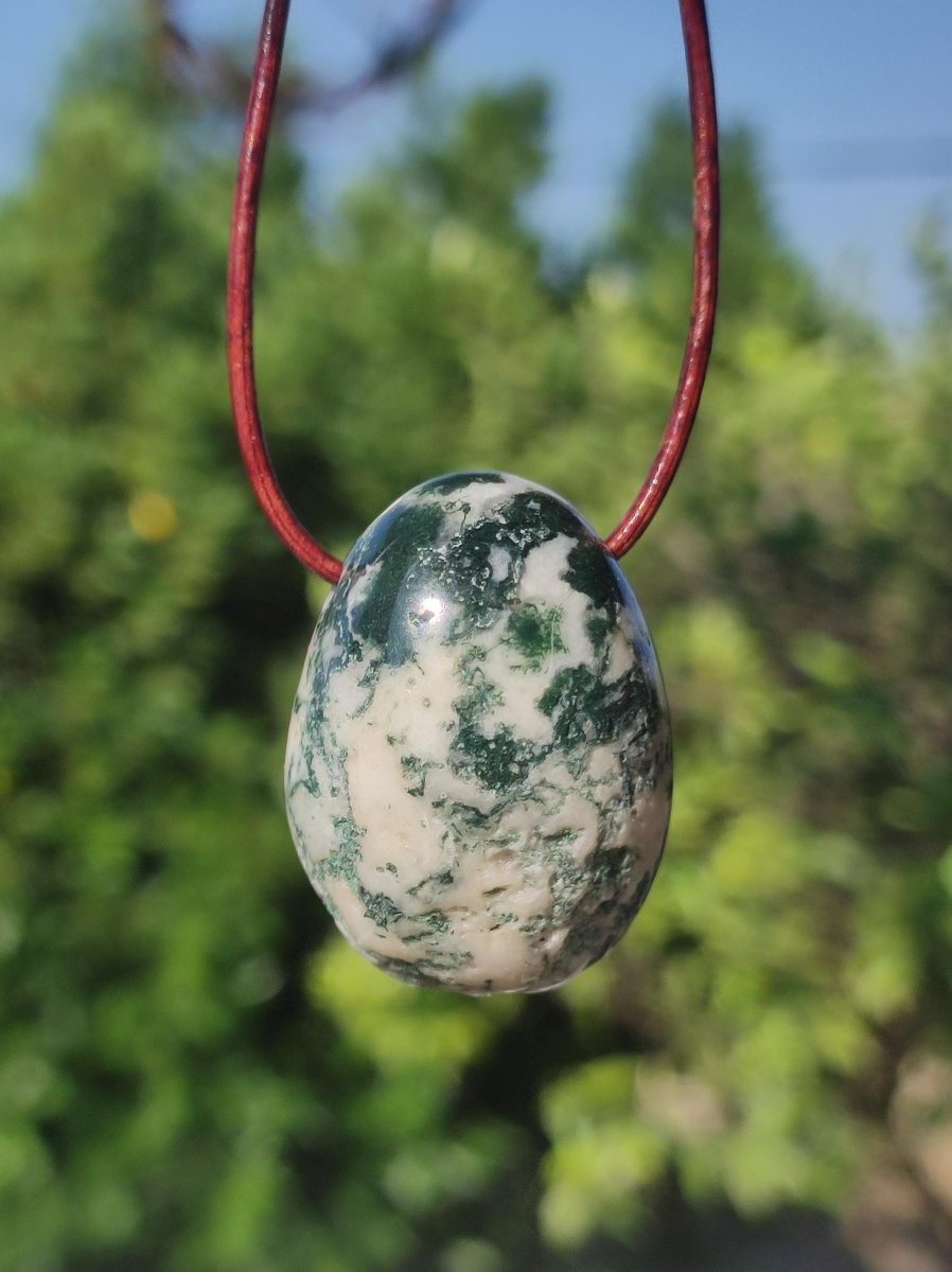 Moosachat - Edelstein Kette grün rund Heilstein Energie Natur Grün klar Schmuck Anhänger Natur Echt Geschenk Freund Frau Mann Er Sie Mutter - Art of Nature Berlin