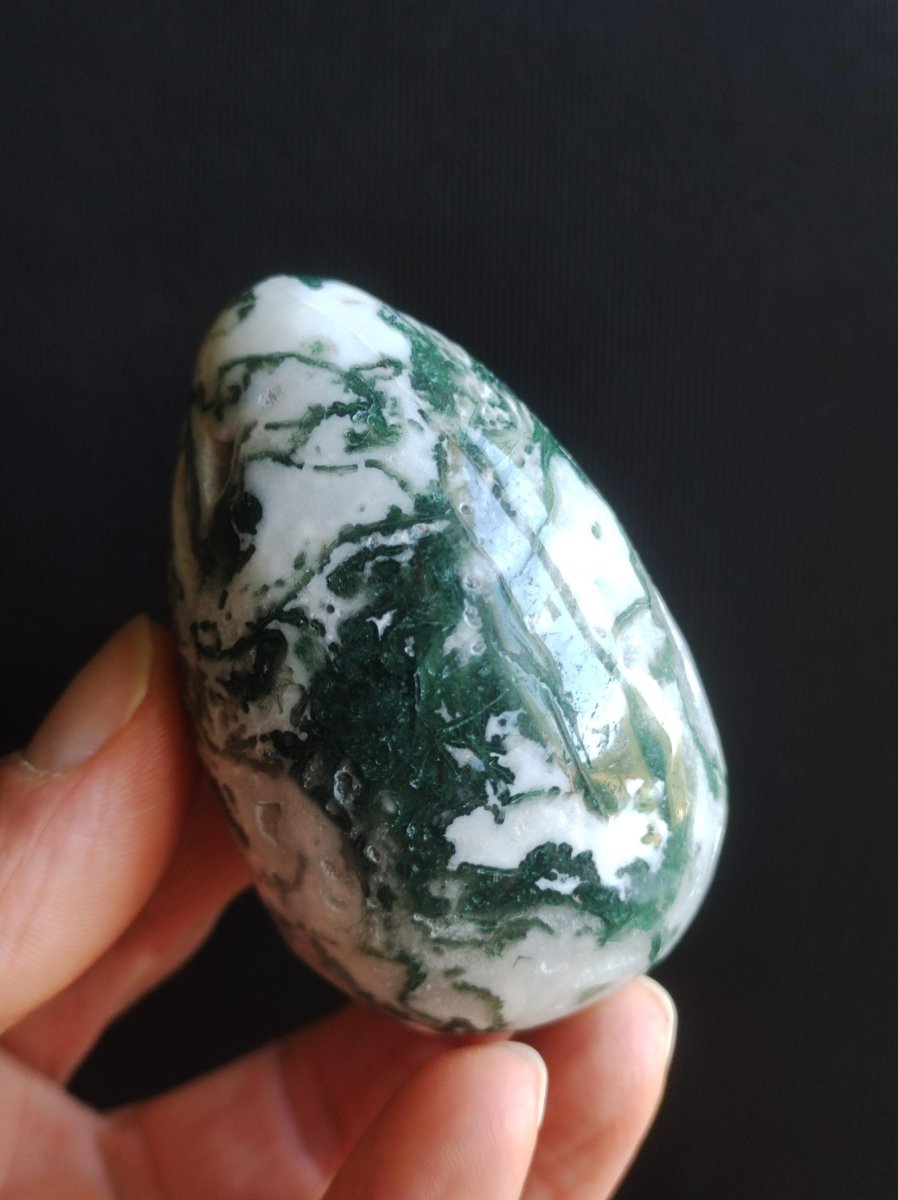 Moosachat ~ Magische Edelstein Deko Ei Kugel Kristall Geschenk Er Sie Mann Frau Spielkugel Meditation HIPPIE Heilstein Geburtstag Vatertag - Art of Nature Berlin