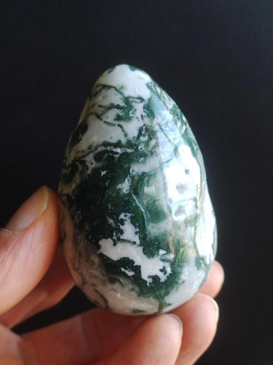 Moosachat ~ Magische Edelstein Deko Ei Kugel Kristall Geschenk Er Sie Mann Frau Spielkugel Meditation HIPPIE Heilstein Geburtstag Vatertag - Art of Nature Berlin