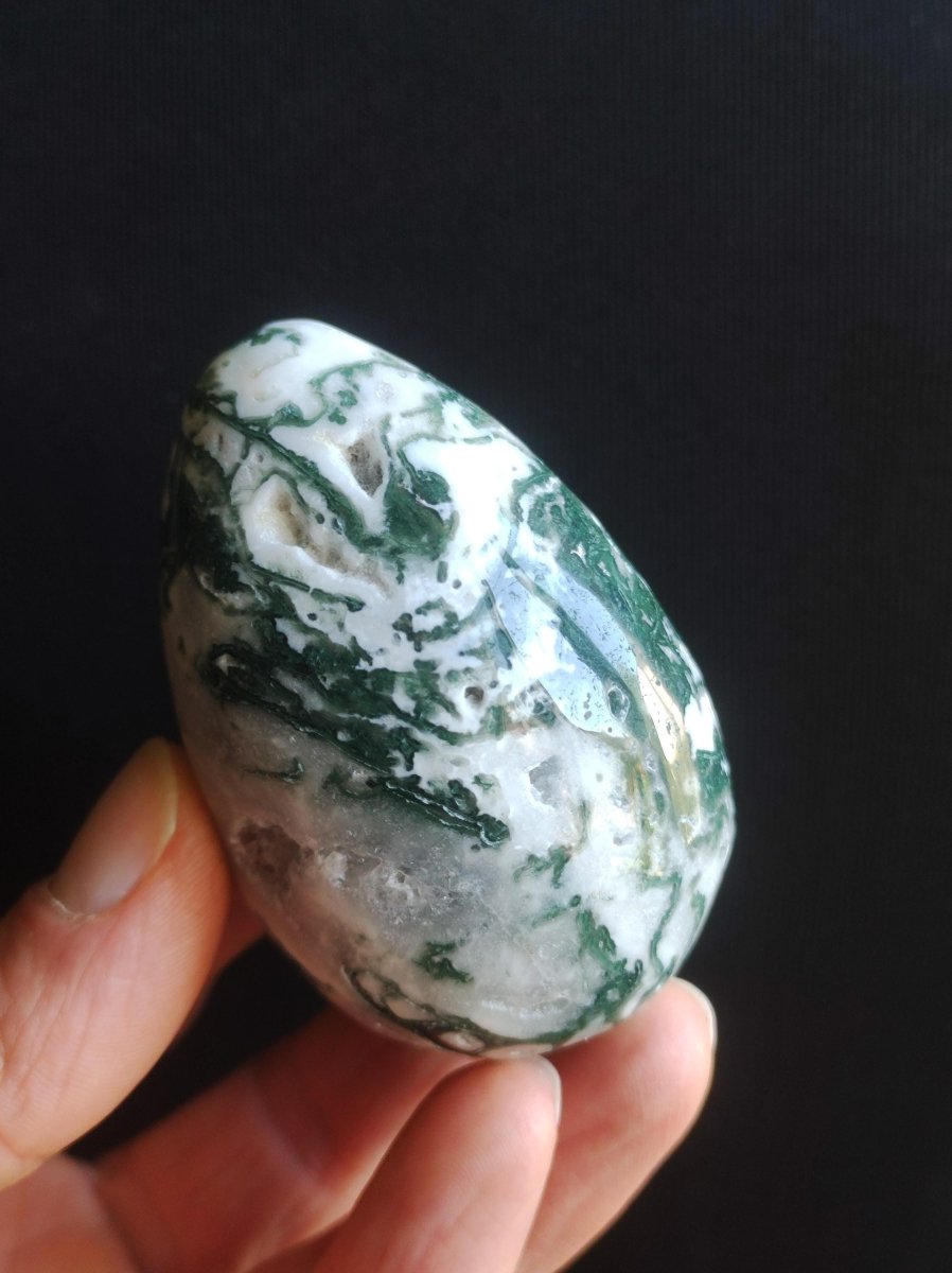 Moosachat ~ Magische Edelstein Deko Ei Kugel Kristall Geschenk Er Sie Mann Frau Spielkugel Meditation HIPPIE Heilstein Geburtstag Vatertag - Art of Nature Berlin