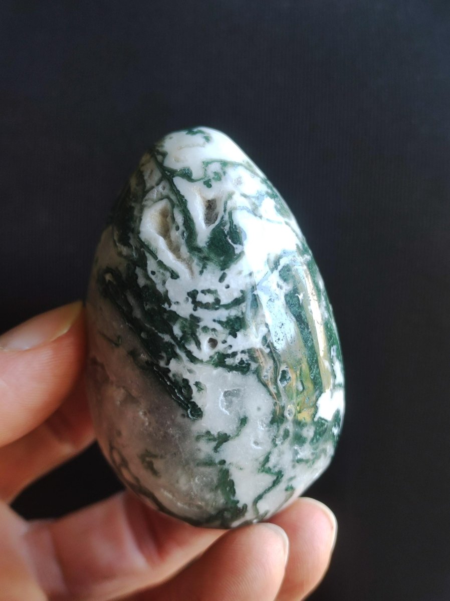 Moosachat ~ Magische Edelstein Deko Ei Kugel Kristall Geschenk Er Sie Mann Frau Spielkugel Meditation HIPPIE Heilstein Geburtstag Vatertag - Art of Nature Berlin