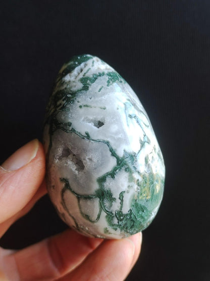 Moosachat ~ Magische Edelstein Deko Ei Kugel Kristall Geschenk Er Sie Mann Frau Spielkugel Meditation HIPPIE Heilstein Geburtstag Vatertag - Art of Nature Berlin