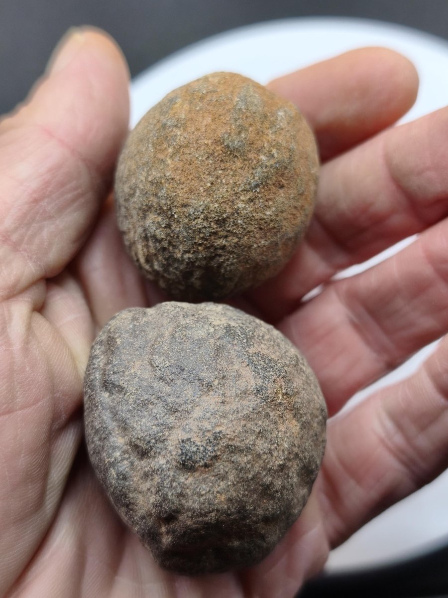 Moqui Marbles Paar – 2 natürliche Eisenstein-Konkretionen aus Utah, USA – Shaman Stein lebende Edelsteine Indianer Schamane Ritual Energie - Art of Nature Berlin