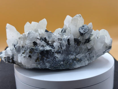 Museumsstück Bergkristall mit Kupferkies & Bleiglanz – metallische Begleitminerale, Madan Bulgarien, große Stufe Kristall Sammler Mineral - Art of Nature Berlin