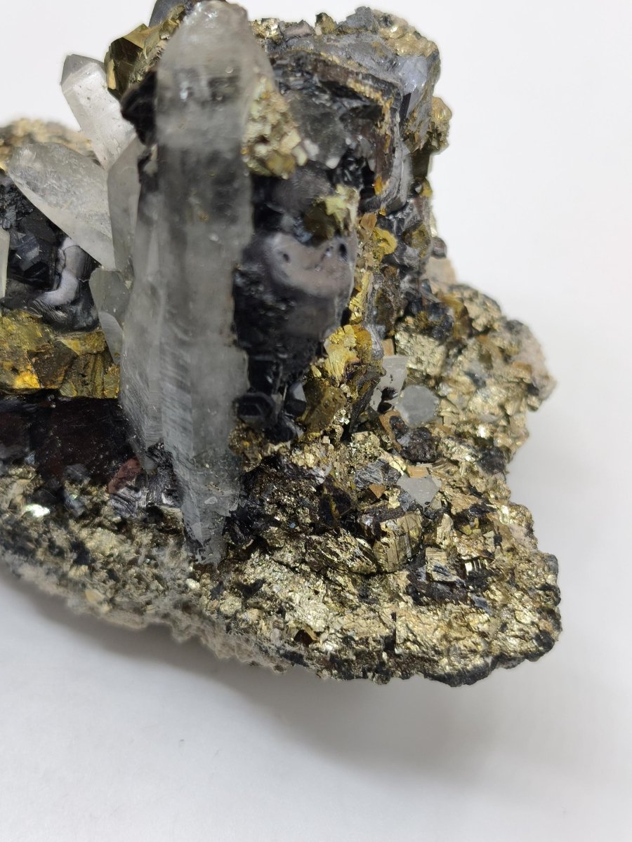 Museumsstück Pyrit, Zinkblende & Bergkristall – Madan Bulgarien 276 g Mehrmineral große Stufe Kristall Sammler Mineralien Geschenk Unikat - Art of Nature Berlin