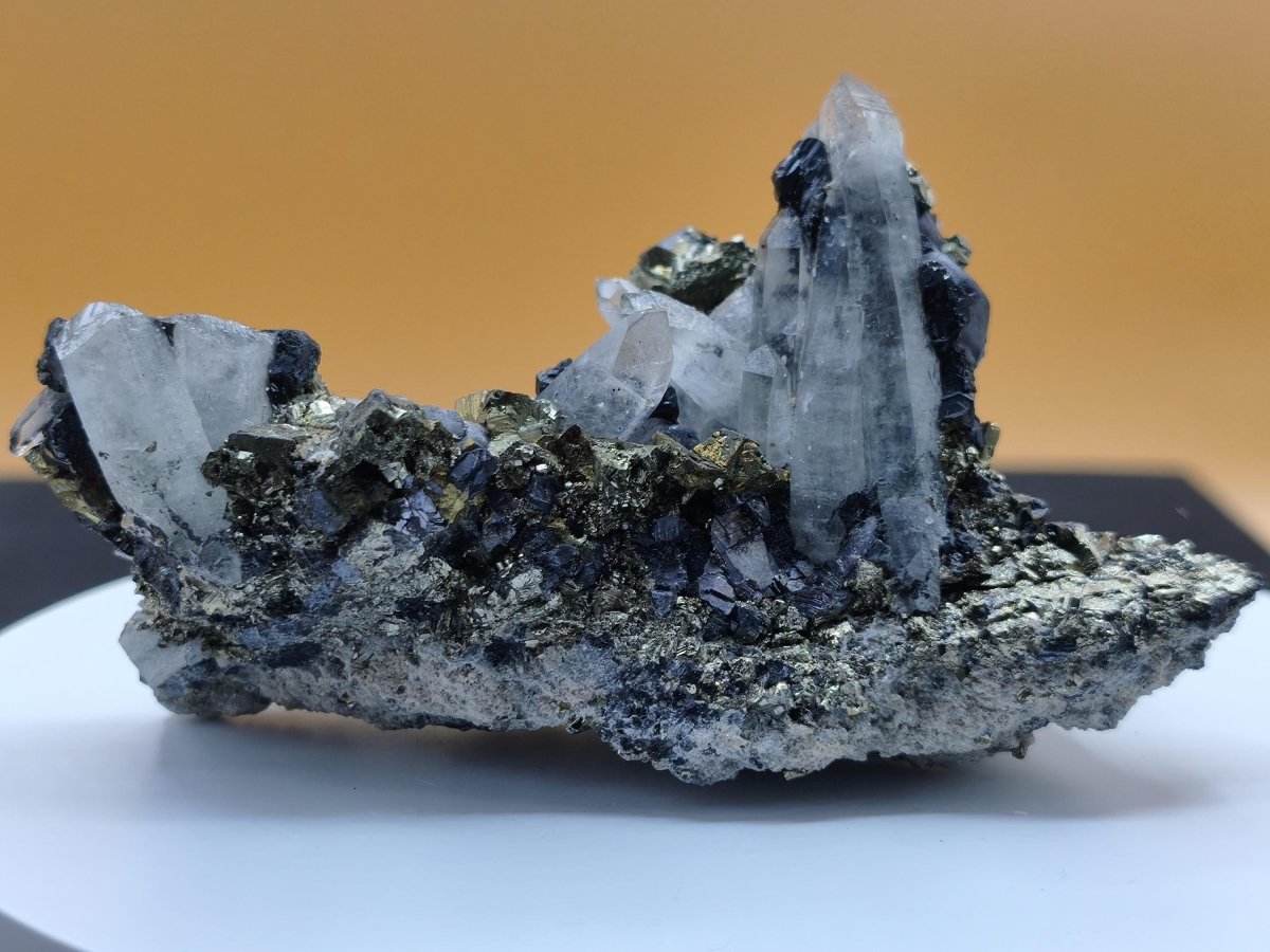 Museumsstück Pyrit, Zinkblende & Bergkristall – Madan Bulgarien 276 g Mehrmineral große Stufe Kristall Sammler Mineralien Geschenk Unikat - Art of Nature Berlin