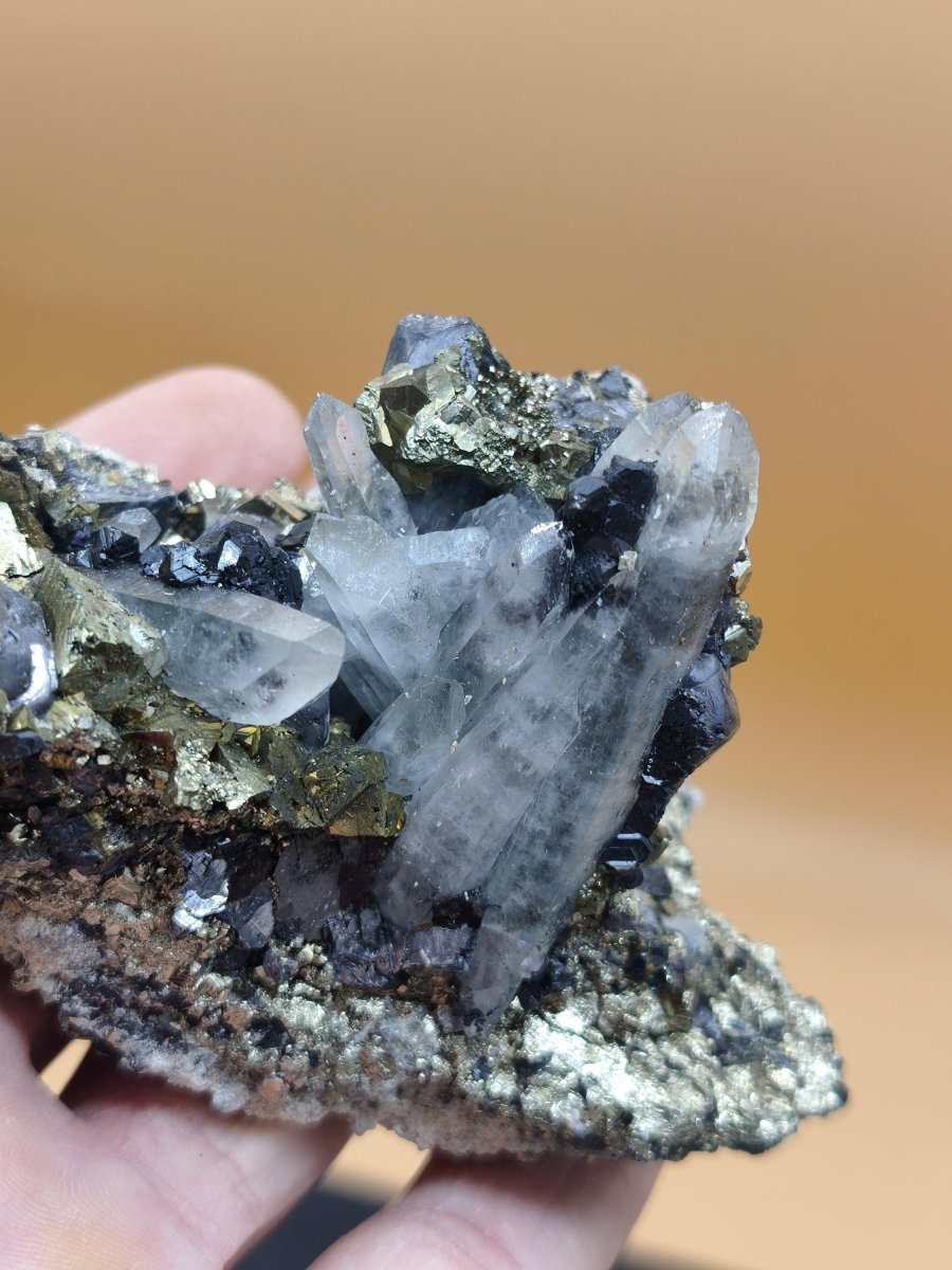 Museumsstück Pyrit, Zinkblende & Bergkristall – Madan Bulgarien 276 g Mehrmineral große Stufe Kristall Sammler Mineralien Geschenk Unikat - Art of Nature Berlin