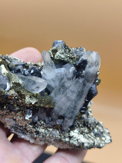 Museumsstück Pyrit, Zinkblende & Bergkristall – Madan Bulgarien 276 g Mehrmineral große Stufe Kristall Sammler Mineralien Geschenk Unikat - Art of Nature Berlin