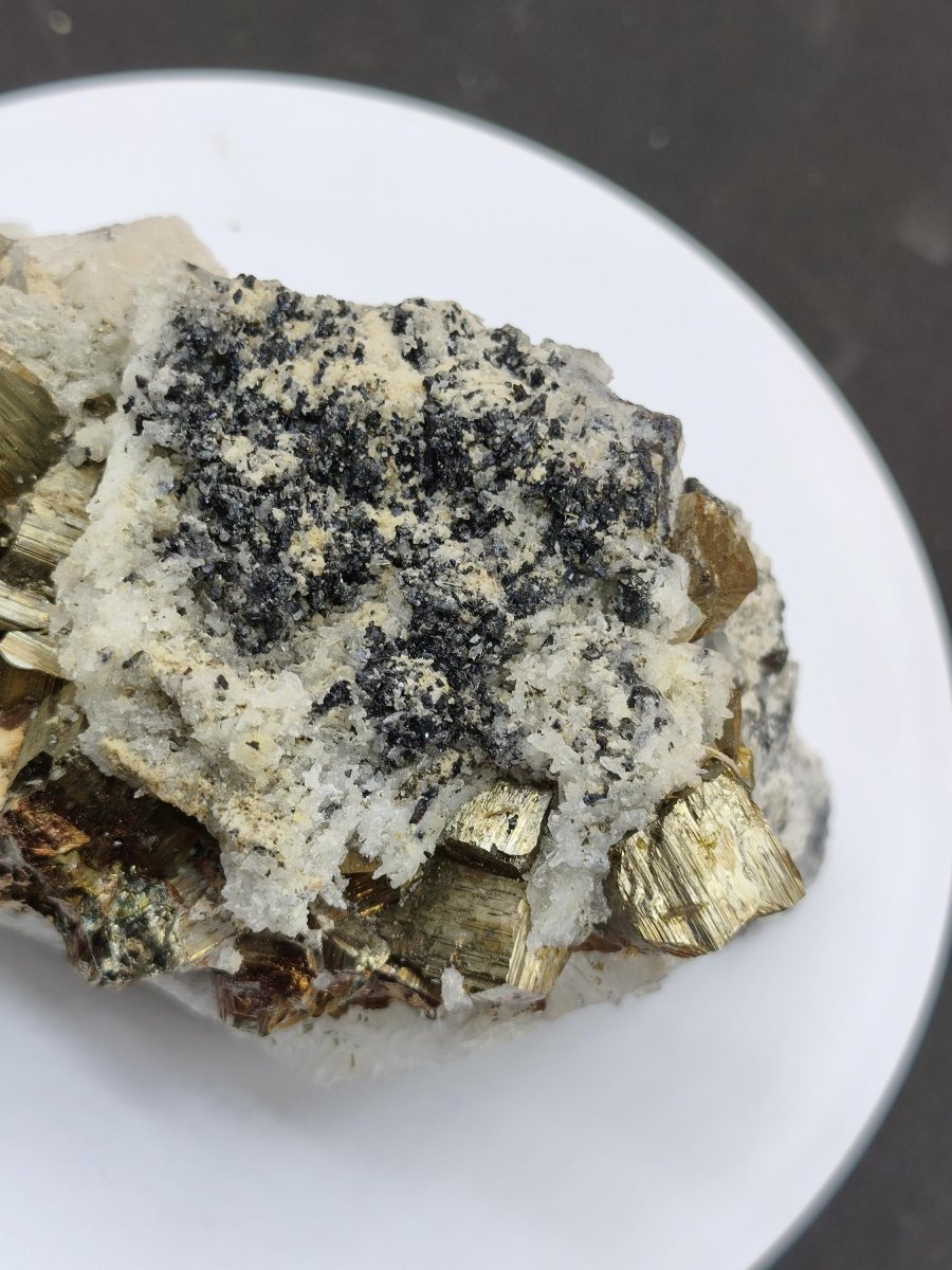 Museumsstück Pyrit Zinkblende Quarz Chalkopyrit – Madan Bulgarien – große Mehrmineral Stufe Kristall Sammler Geschenk Unikat - Art of Nature Berlin