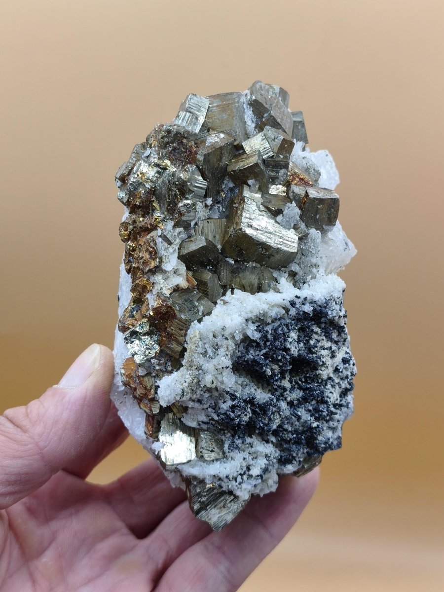 Museumsstück Pyrit Zinkblende Quarz Chalkopyrit – Madan Bulgarien – große Mehrmineral Stufe Kristall Sammler Geschenk Unikat - Art of Nature Berlin